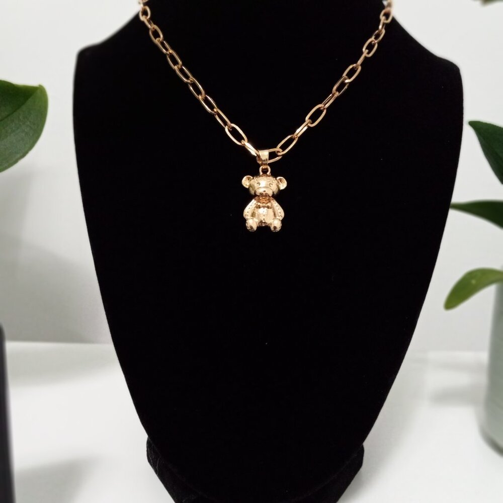 Bear Pendant Gold Color Chain Necklace | Lovely Jewelry Accessories Gift